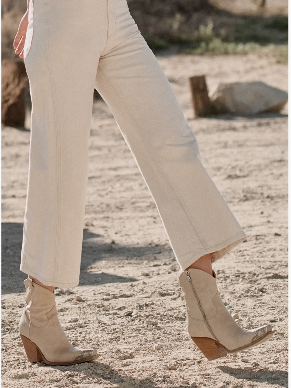 Bone Western Ankle Boots with Metallic Toe - Picture 5 of 8